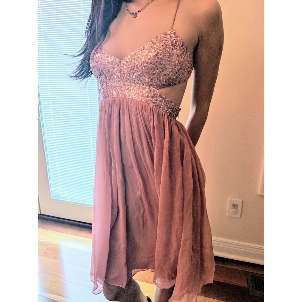 BCBG pink formal dress with cutouts